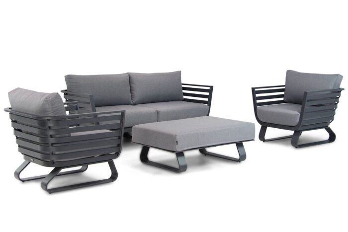 Santika Furniture Sovita stoel-bank loungeset 5-delig antraciet – Grijs-antraciet