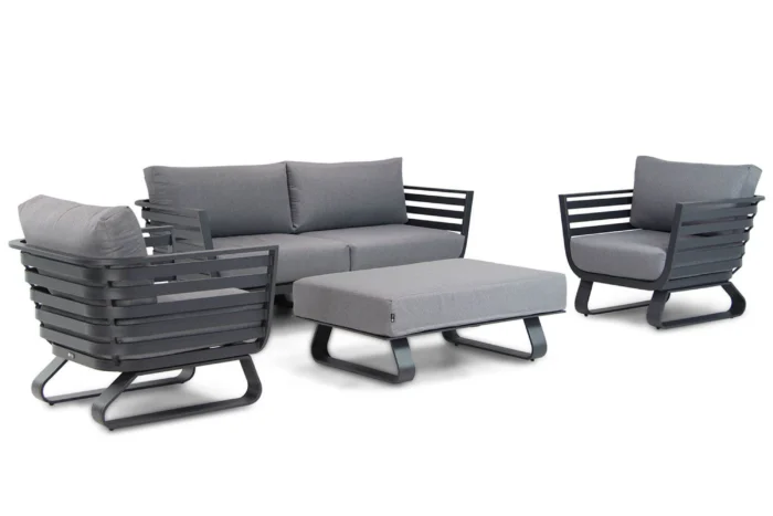Santika Furniture Sovita stoel-bank loungeset 5-delig antraciet - Grijs-antraciet