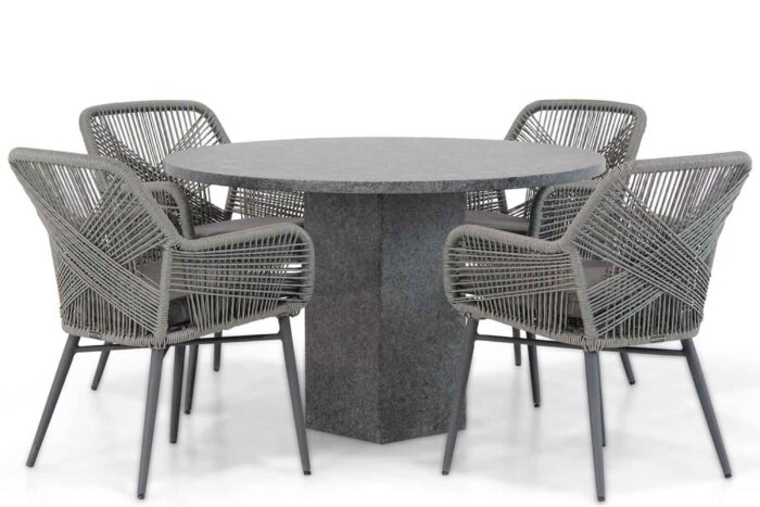 Lifestyle Garden Furniture Advance/Graniet 120 cm dining tuinset 5-delig – Grijs-antraciet