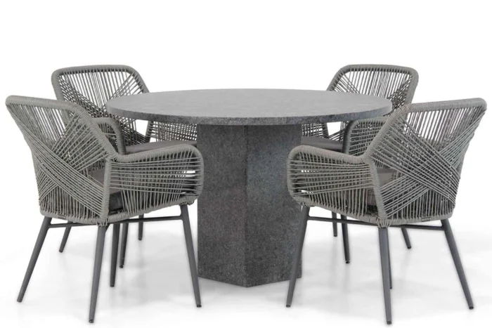 Lifestyle Garden Furniture Advance/Graniet 120 cm dining tuinset 5-delig - Grijs-antraciet