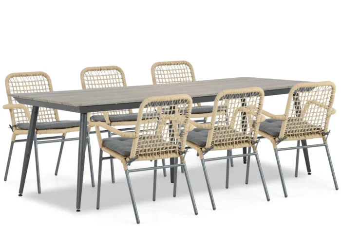 De Laan Projects Laan Catalone/Matale 240 cm dining tuinset 7-delig - Taupe-naturel-bruin
