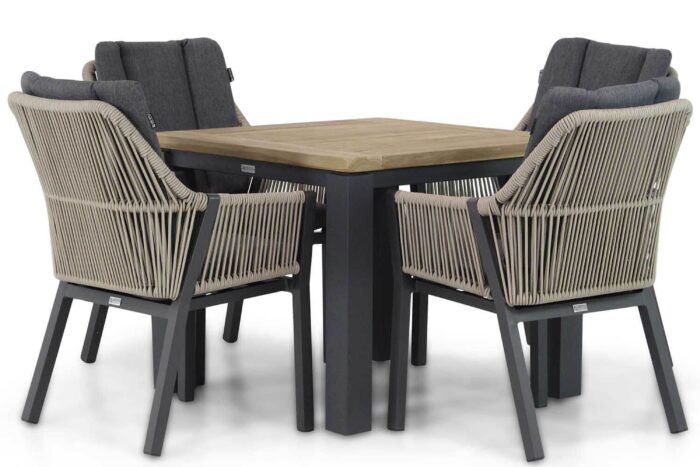 Lifestyle Garden Furniture Verona/Veneto 90 cm dining tuinset 5-delig – Taupe-naturel-bruin