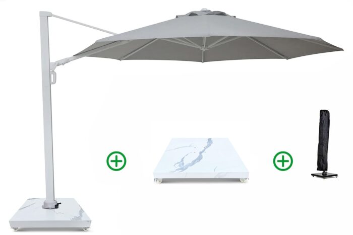 Camello Luna zweefparasol 3.5m S2 Excellent (incl. voet + hoes) – Grijs-antraciet