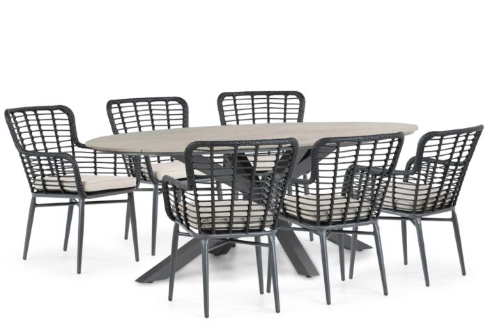 De Laan Projects Laan Toledo/Matara 220 cm dining tuinset 7-delig – Zwart
