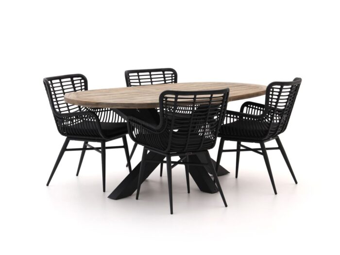 Intenso Furniture Asti/Rough-Y Ellips 200cm dining tuinset 5-delig – Grijs