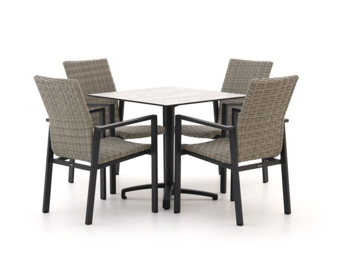 Manifesto Furniture Villongo/Canzo 80cm dining tuinset 5-delig stapelbaar inklapbaar – Grijs