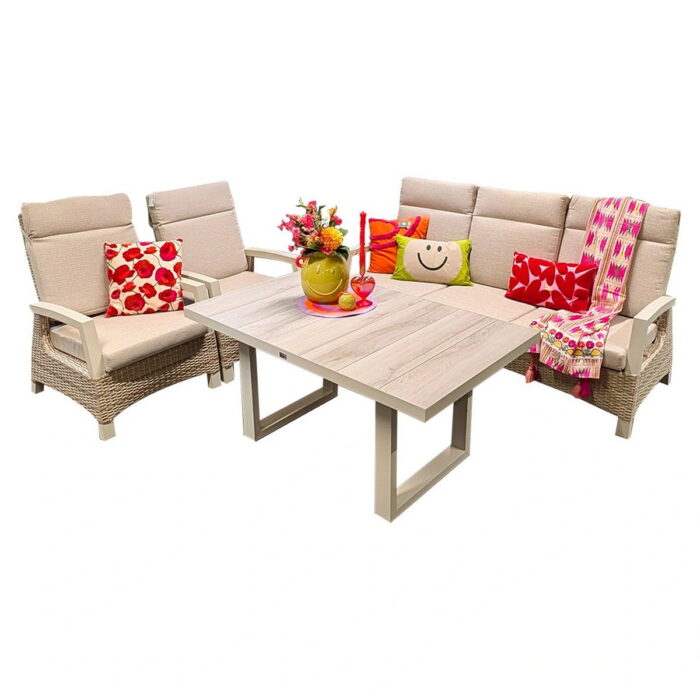 Buitengewoon de boet Barree Lounge Dining Set Latte – beige;bruin