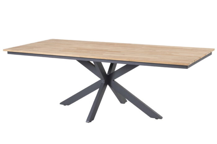 4so Minerva tafelframe Antracite met tafelblad Teak 220 x 95 cm – bruin