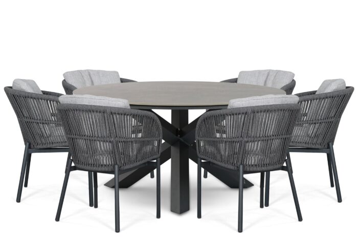 Lifestyle Garden Furniture Monaco/Xento 150 cm dining tuinset 7-delig – Grijs-antraciet