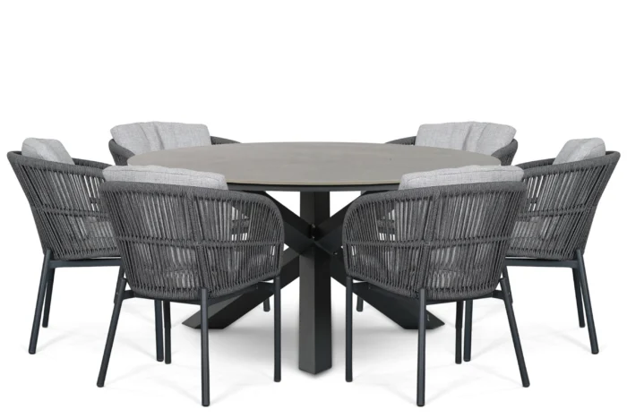 Lifestyle Garden Furniture Monaco/Xento 150 cm dining tuinset 7-delig - Grijs-antraciet