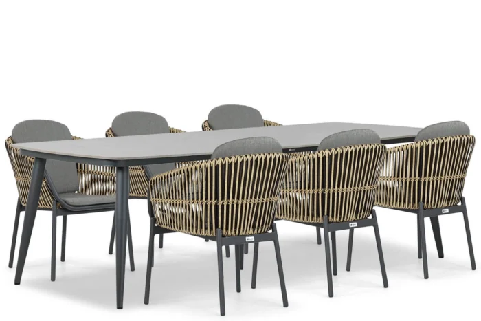 Coco Nathan/Vienna 240 cm dining tuinset 7-delig - Taupe-naturel-bruin