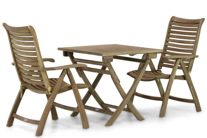 Garden Collections Birmingham/Derby 80 cm dining tuinset 3-delig inklapbaar – Taupe-naturel-bruin