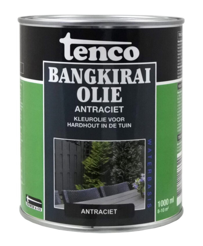 Tenco Bangkirai olie antraciet 1l verf/beits – zwart