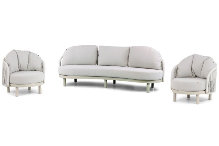 Santika Furniture Nanda stoel-bank loungeset 3-delig – Taupe-naturel-bruin
