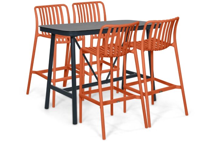Domani Furniture Alba/Tavano 150×75 cm barset 5-delig – Grijs-antraciet