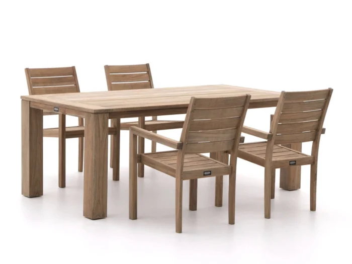 ROUGH Furniture ROUGH-S/ROUGH-X 200cm dining tuinset 5-delig stapelbaar - Bruin