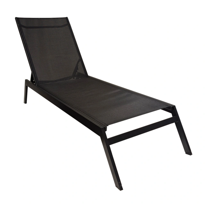 Buitengewoon de boet Malaga Ligbed Black 205 × 63 × 100 cm – grijs
