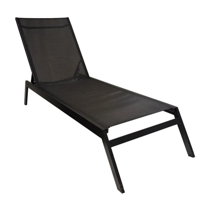 Buitengewoon de boet Malaga Ligbed Black 205 × 63 × 100 cm - grijs