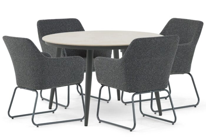Lifestyle Garden Furniture Lugo/Vienna 120 cm dining tuinset 5-delig – Grijs-antraciet