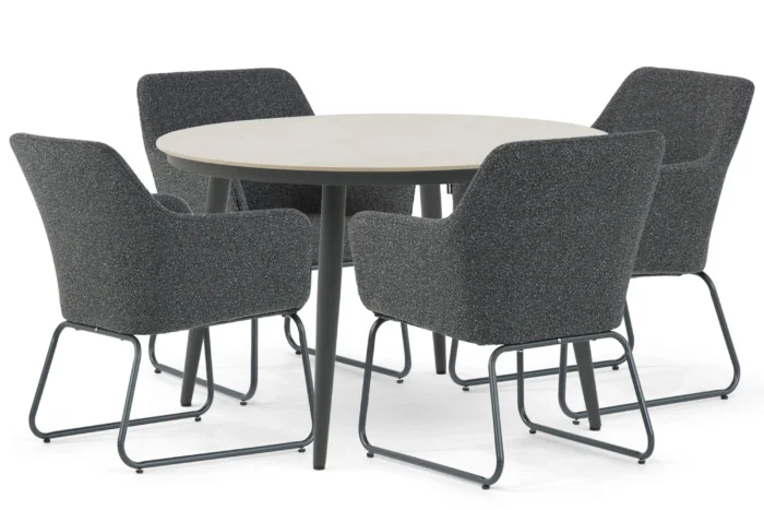 Lifestyle Garden Furniture Lugo/Vienna 120 cm dining tuinset 5-delig - Grijs-antraciet