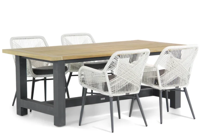 Lifestyle Garden Furniture Advance/San Francisco 200 cm dining tuinset 5-delig - Wit