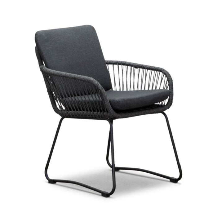 BUITEN living Harper dining tuinstoel | touw + rvs | Lava Grey – Antraciet
