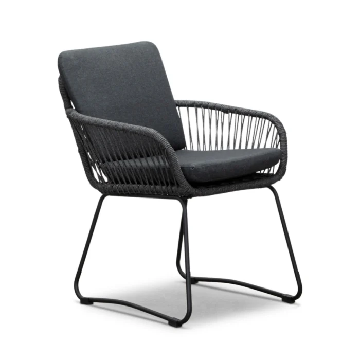 BUITEN living Harper dining tuinstoel | touw + rvs | Lava Grey - Antraciet