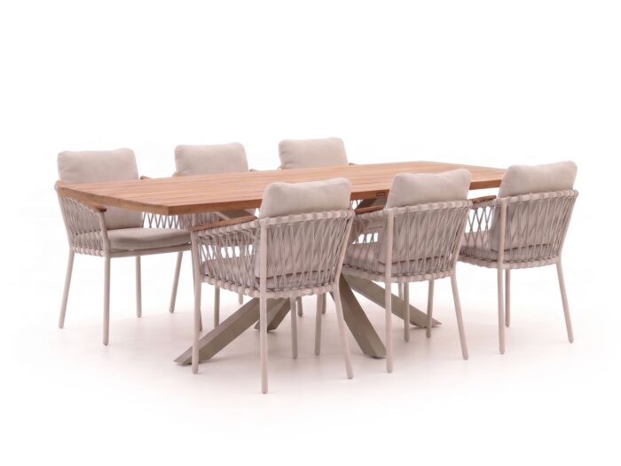 Bellagio tuinmeubelen Birgi Novo/Induno Deens Ovaal 240cm dining tuinset 7-delig stapelbaar – Bruin