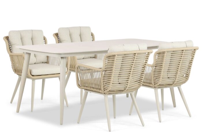 Coco Custa/Vienna 180 cm dining tuinset 5-delig – Taupe-naturel-bruin