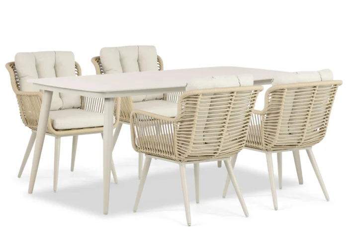 Coco Custa/Vienna 180 cm dining tuinset 5-delig - Taupe-naturel-bruin