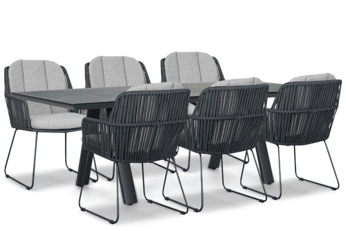 Domani Furniture Trivento/Monza 230×100 cm dining tuinset 7-delig – Grijs-antraciet