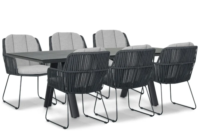 Domani Furniture Trivento/Monza 230x100 cm dining tuinset 7-delig - Grijs-antraciet