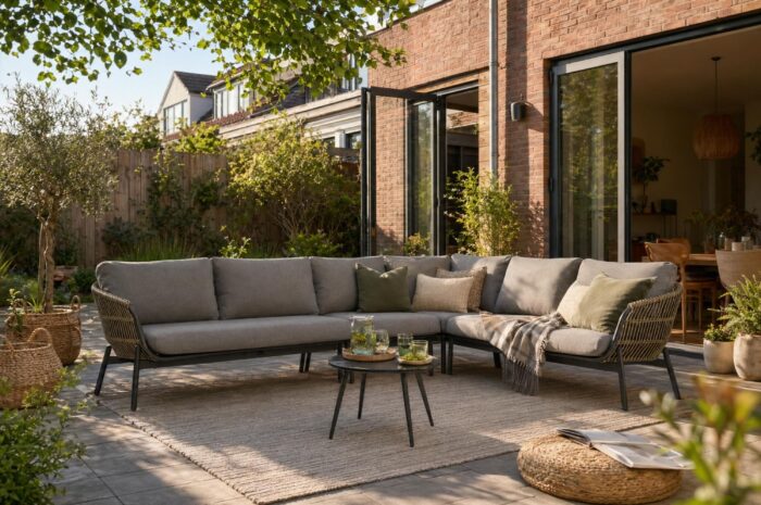 Coco Nathan/Enchante 60 cm hoek loungeset 5-delig – Taupe-naturel-bruin