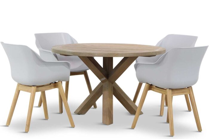 Hartman Sophie teak/Sand City rond 120 cm dining tuinset 5-delig – Grijs-antraciet