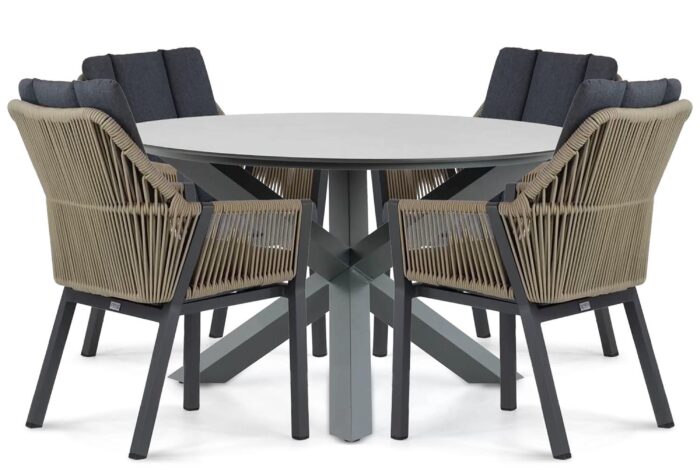Lifestyle Garden Furniture Verona/Orino 130 cm dining tuinset 5-delig – Taupe-naturel-bruin