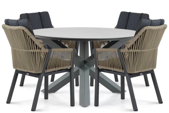 Lifestyle Garden Furniture Verona/Orino 130 cm dining tuinset 5-delig - Taupe-naturel-bruin