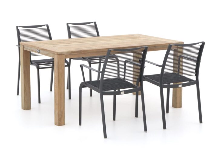 Apple Bee Hawaii/ROUGH-S 160cm dining tuinset 5-delig stapelbaar Laagste prijsgarantie! – Grijs
