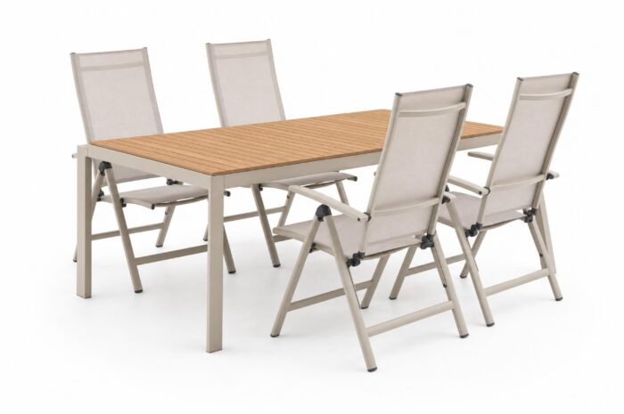 Hartman Alice Comfort/Creta 160×90 cm dining tuinset 5-delig – Zand/Beige