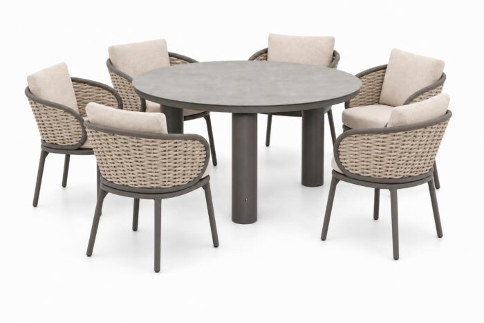 Apple Bee Pine Key/Arancia 150 cm dining tuinset 7-delig – Taupe-naturel-bruin