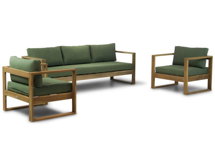 Garden Collections Newbury stoel-bank loungeset 3-delig – Old teak greywash