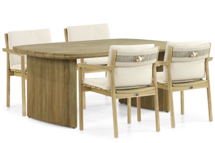 Santika Furniture Suka/Falcon 180 cm dining tuinset 5-delig – Old teak greywash