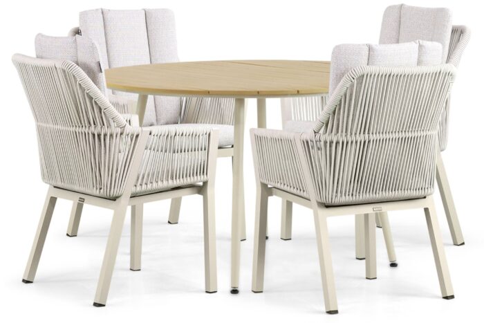 Lifestyle Garden Furniture Verona/Matale 125 cm dining tuinset 5-delig – Taupe-naturel-bruin
