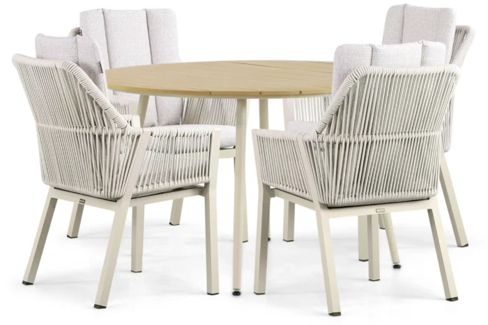 Lifestyle Garden Furniture Verona/Matale 125 cm dining tuinset 5-delig - Taupe-naturel-bruin