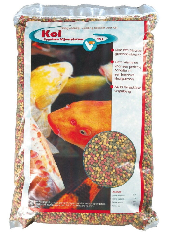Vt Vijvervisvoer koi premium 15 liter Velda 5-6 mm korrels – Zie Foto