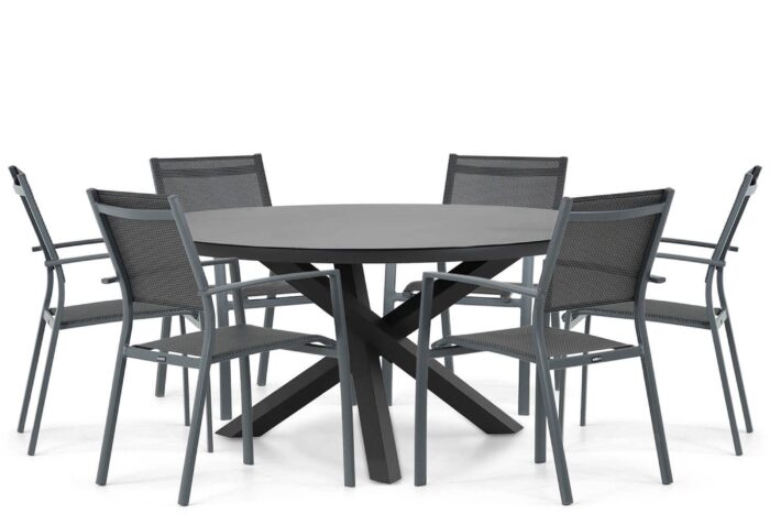 Lifestyle Garden Furniture Sella/Livorno 150 cm dining tuinset 7-delig – Grijs-antraciet