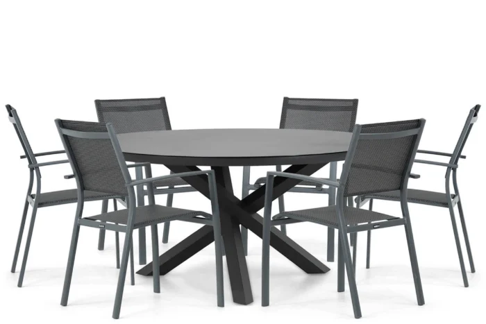 Lifestyle Garden Furniture Sella/Livorno 150 cm dining tuinset 7-delig - Grijs-antraciet