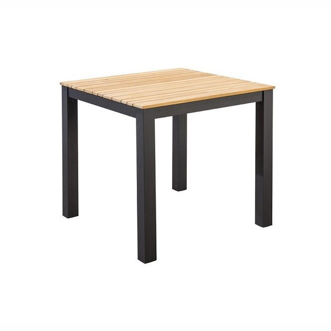 Yoi Arashi dining tafel 76x76cm aluminium dark grey teak – grijs