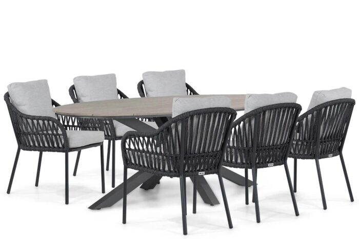 Coco Puerto/Matara 220 cm dining tuinset 7-delig – Grijs-antraciet