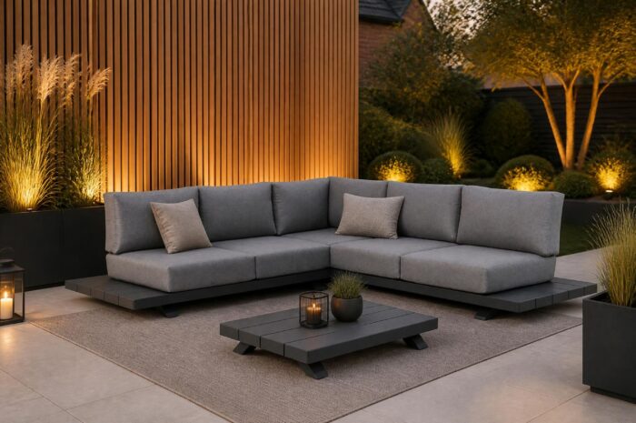 Santika Furniture Attico platform loungeset 4-delig – Grijs-antraciet