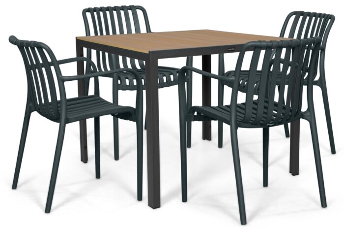 Domani Furniture Alba/Creta 90×90 cm dining tuinset 5-delig – Grijs-antraciet
